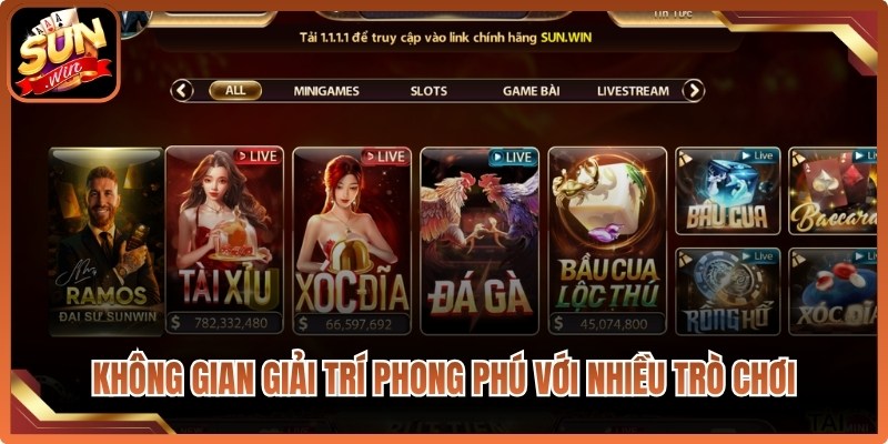 Không gian giải trí phong phú với nhiều trò chơi hiện đại
