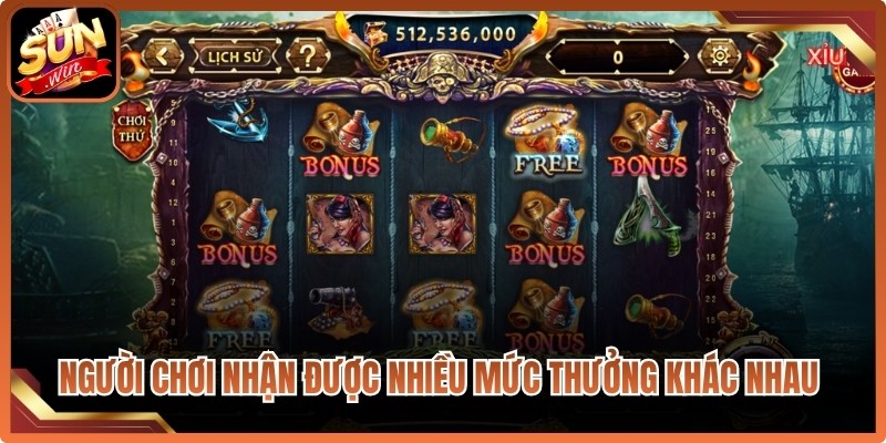 Người chơi sẽ nhận được nhiều mức thưởng khác nhau tùy theo kết quả trả về