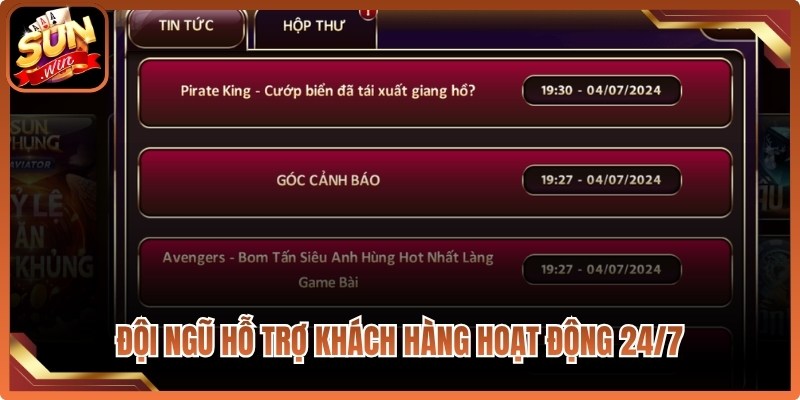 Đội ngũ hỗ trợ khách hàng của Sunwin hoạt động 24/7 qua các kênh